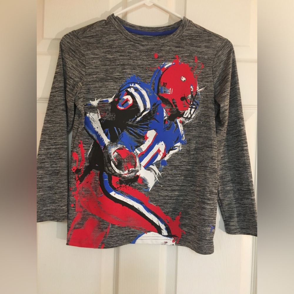 Old Navy Boys' Gray Football Graphic Long-Sleeve Shirt - Red & Blue school